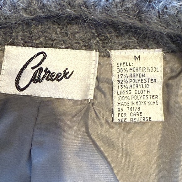 VTG Chunky Fuzzy Open Sweater Jacket Cardigan by Career Franklin - Picture 5 of 11